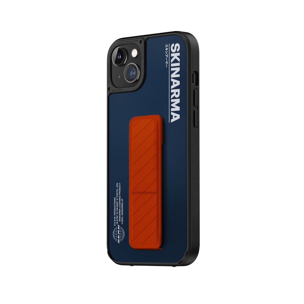 iPhone 14 Kılıf SkinArma Standlı Deri Görünümlü Gyo Kılıf Mavi