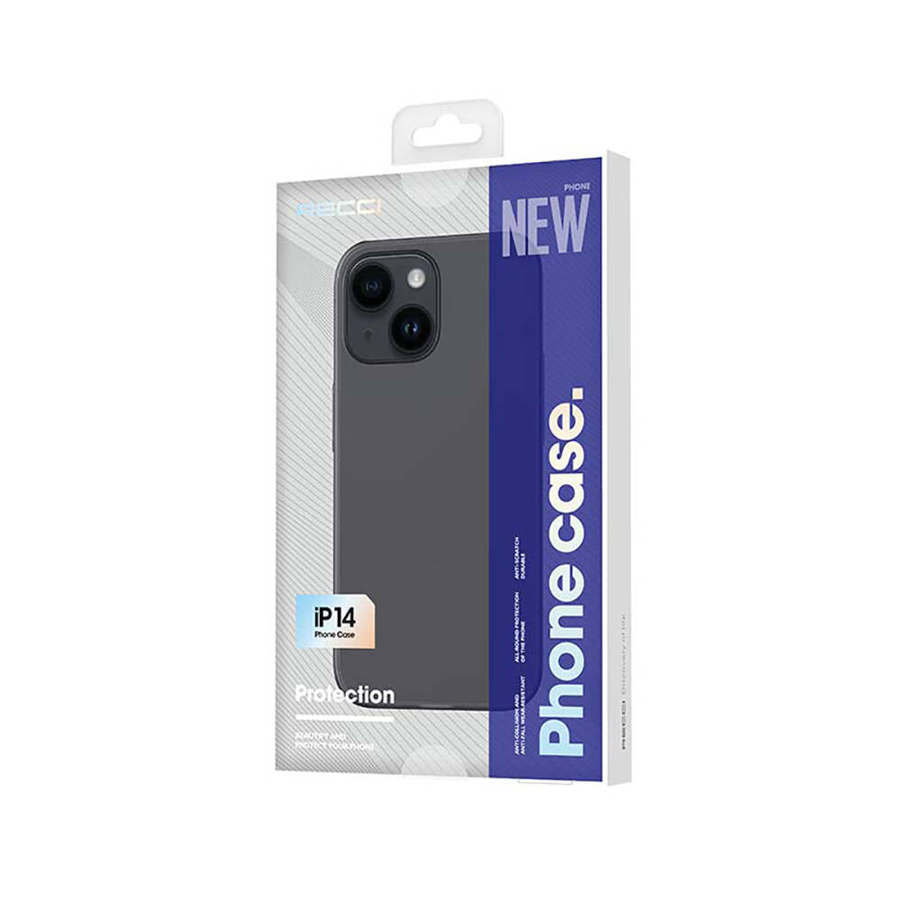 iPhone 14 Kılıf Ultra İnce Mat PC Arka Yüzey Recci Elite Serisi Kılıf Gri