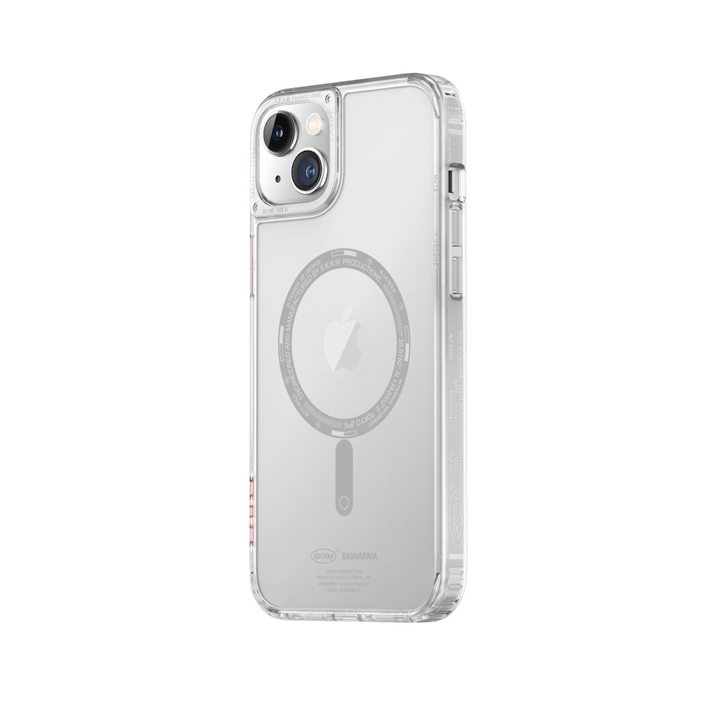 iPhone 14 Plus Kılıf SkinArma Şeffaf Airbag Tasarımlı Magsafe Şarj Özellikli Saido Kılıf Füme