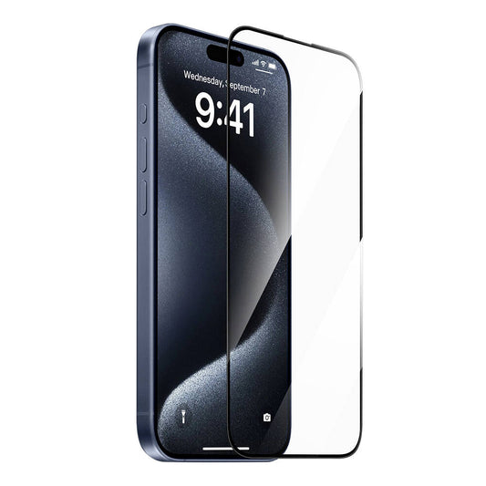 iPhone 14 Plus Wiwu GT-008 Polimer Oleofobik Kaplama Şeffaf Pürüzsüz Temperli Cam Ekran Koruyucu 10'lu Paket Siyah