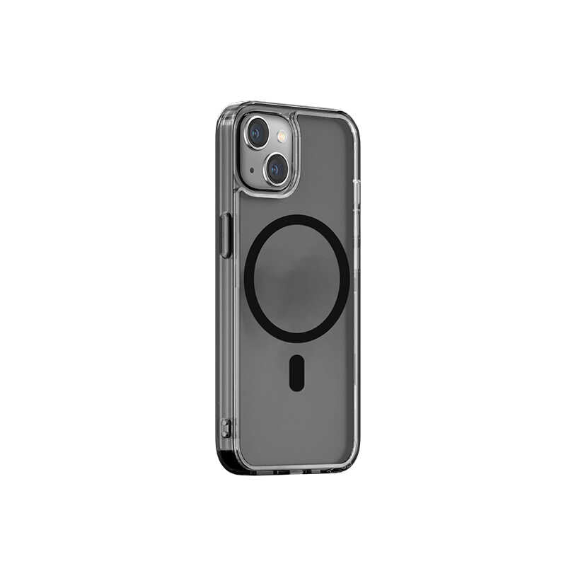 iPhone 14 Plus Wiwu Magsafe Şarj Özellikli Lens Korumalı Şeffaf Silikon Kılıf Siyah