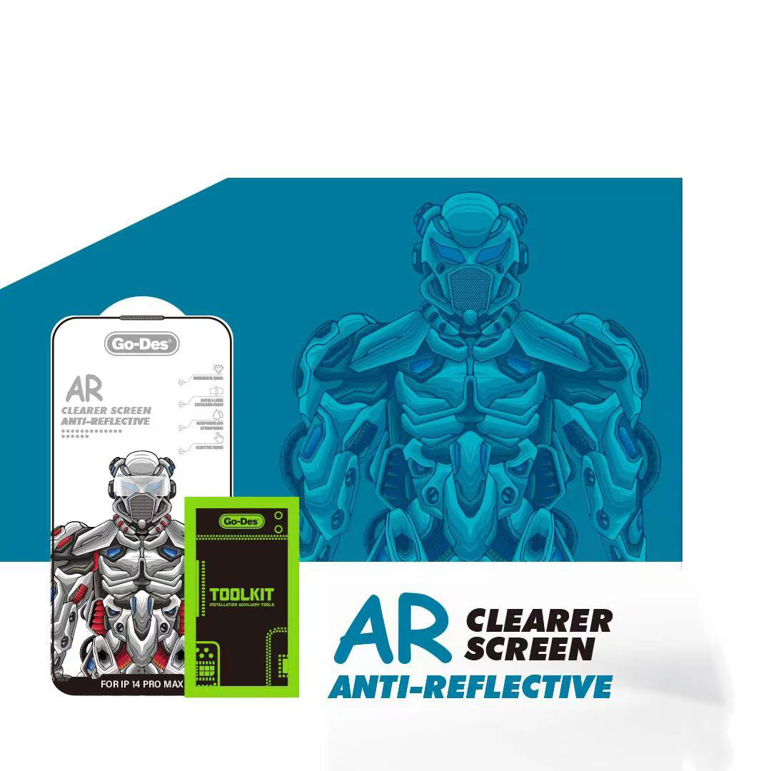 iPhone 14 Pro Go Des Anti Reflective Temperli Cam Ekran Koruyucu Siyah