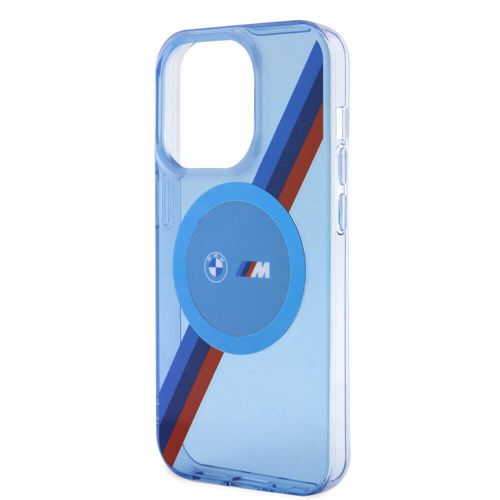 iPhone 14 Pro Kılıf BMW Magsafe Şarj Özellikli Transparan Tricolor Stripes Orjinal Lisanslı Kılıf Mavi