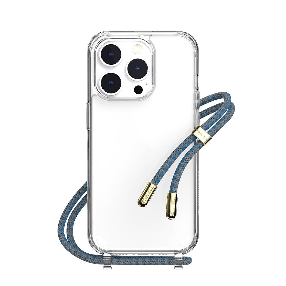 iPhone 14 Pro Kılıf Boyun Askılı Şok Önleyicili Şeffaf Lisanslı Switcheasy Play Kılıf Pembe