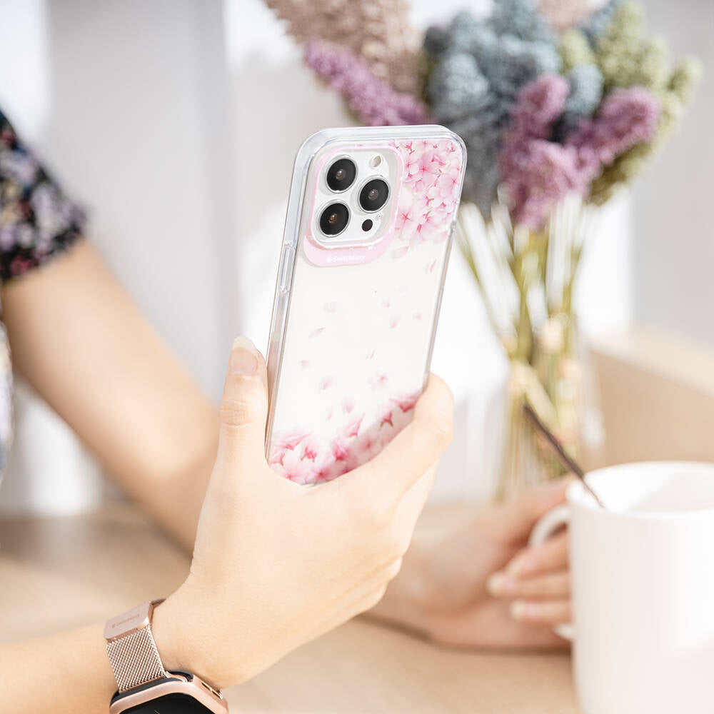 iPhone 14 Pro Kılıf Çift IMD Baskılı Lisanslı Switcheasy Artist Sakura Kılıf Pembe