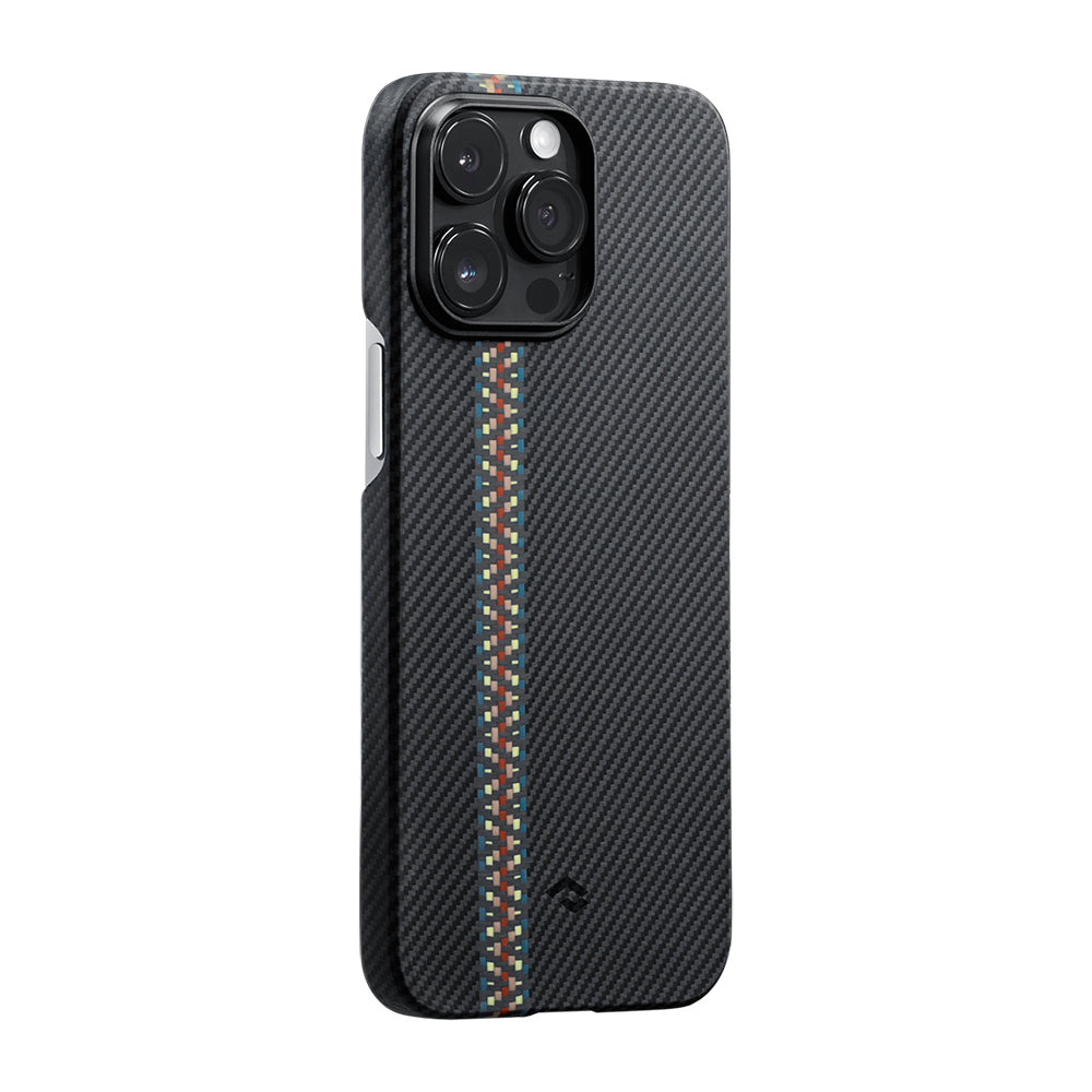 iPhone 14 Pro Kılıf Magsafe Şarj Özellikli 600D Aramid Fiber Pitaka Tactile Woven Orchestra Serisi Rhapsody Kılıf Siyah