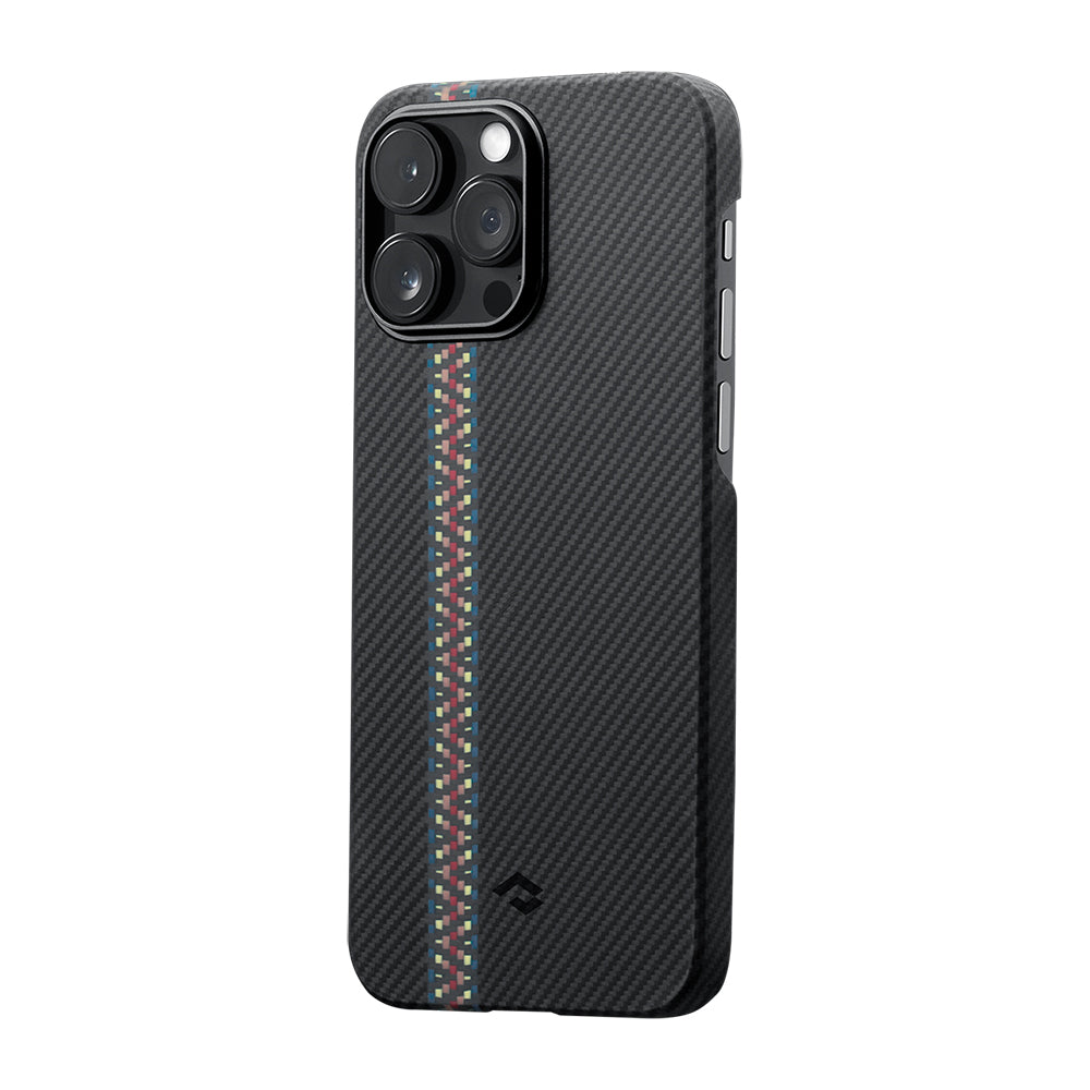 iPhone 14 Pro Kılıf Magsafe Şarj Özellikli 600D Aramid Fiber Pitaka Tactile Woven Orchestra Serisi Rhapsody Kılıf Siyah