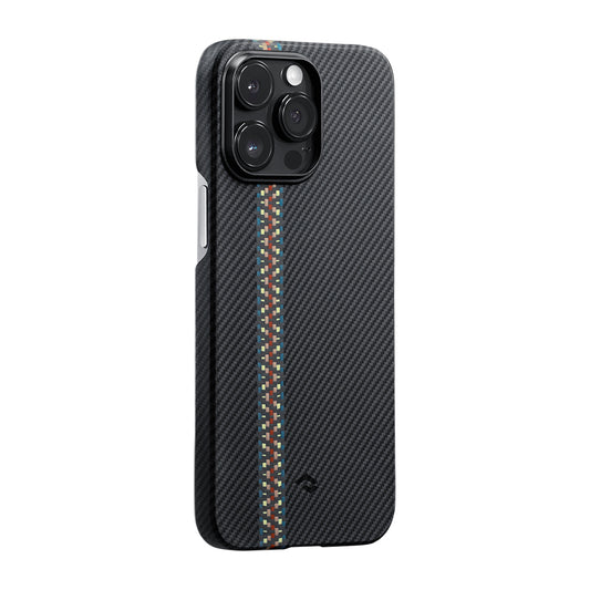 iPhone 14 Pro Kılıf Magsafe Şarj Özellikli 600D Aramid Fiber Pitaka Tactile Woven Orchestra Serisi Rhapsody Kılıf Siyah
