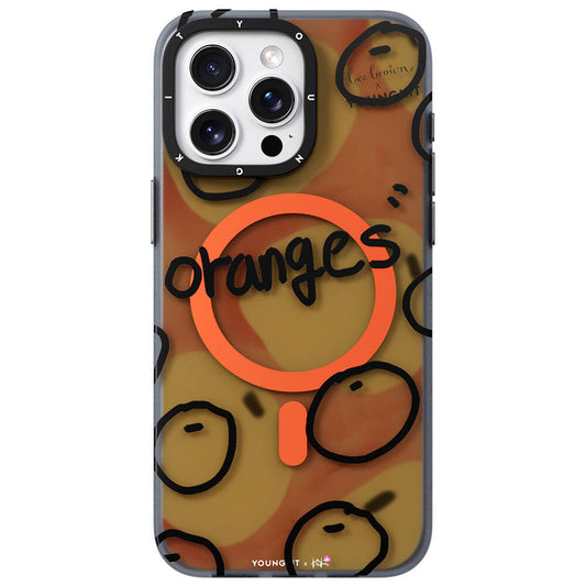 iPhone 14 Pro Kılıf Magsafe Şarj Özellikli Bee Brown Tasarımlı Youngkit Funny Serisi Kılıf Turuncu
