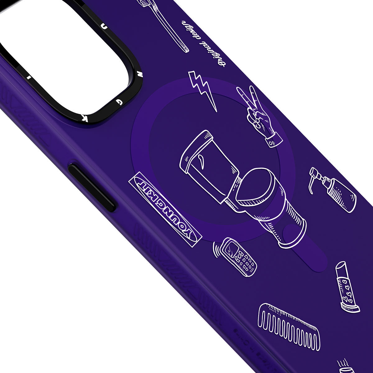 iPhone 14 Pro Kılıf Magsafe Şarj Özellikli Desenli Youngkit Plaything Serisi Kılıf Mor