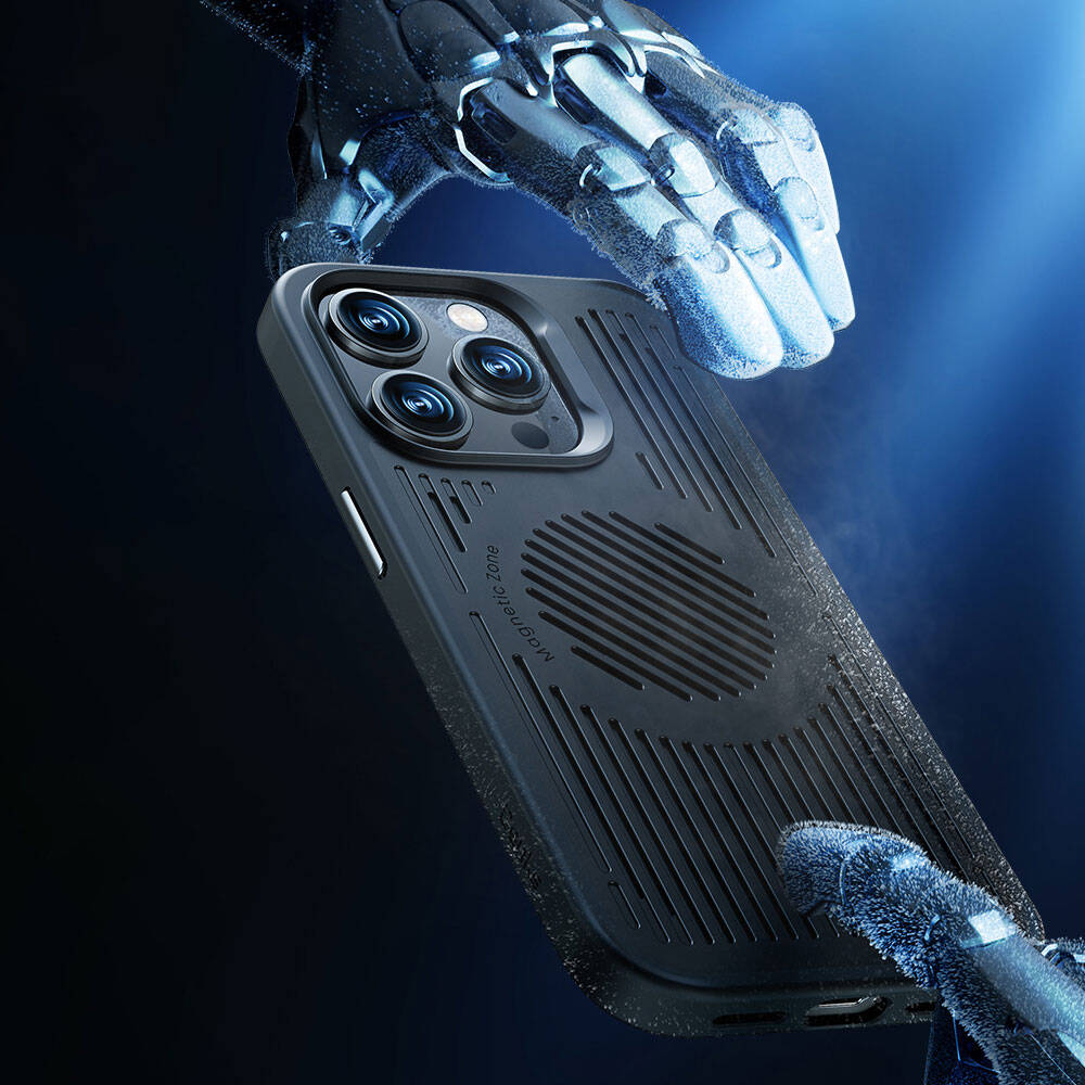 iPhone 14 Pro Kılıf Magsafe Şarj Özellikli Düşme Dirençli Soğutucu Benks Biliz Kılıf Siyah