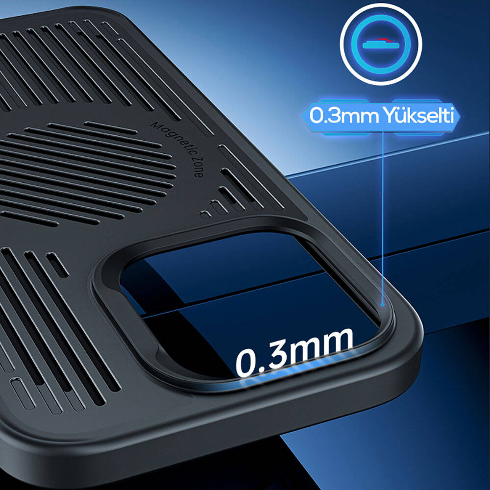 iPhone 14 Pro Kılıf Magsafe Şarj Özellikli Düşme Dirençli Soğutucu Benks Biliz Kılıf Siyah