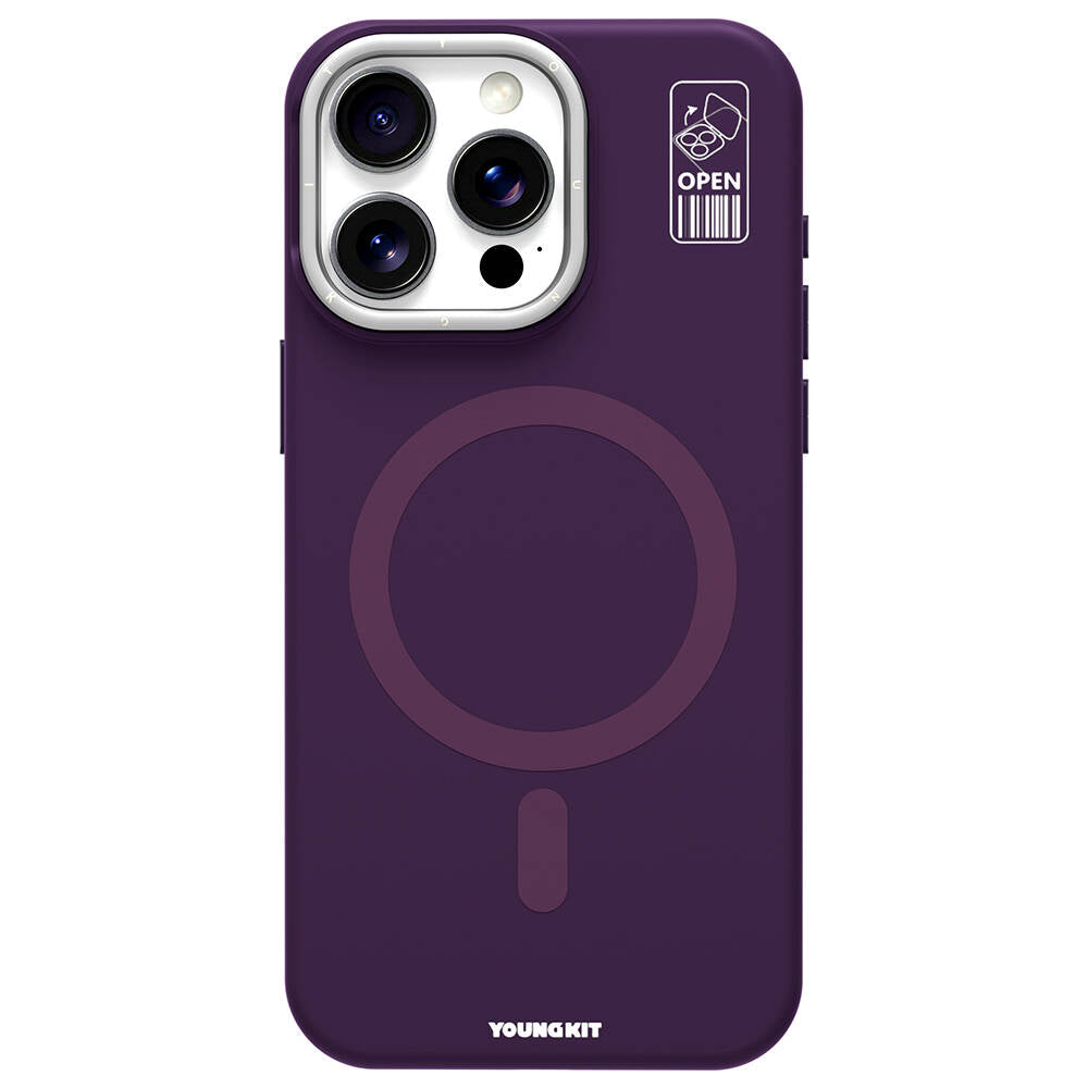 iPhone 14 Pro Kılıf Magsafe Şarj Özellikli Kamera Standlı Youngkit Bitty Cream Kılıf Mor