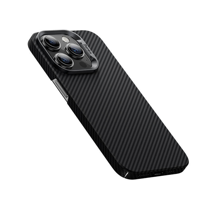 iPhone 14 Pro Kılıf Magsafe Şarj Özellikli Karbon Fiber Benks MFM Lisanslı 600D Essential Kevlar Kılıf Siyah