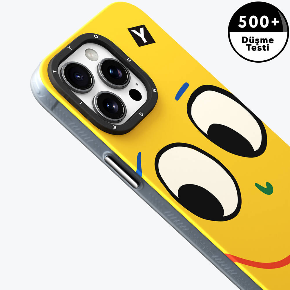 iPhone 14 Pro Kılıf Magsafe Şarj Özellikli Sunshine Tasarımlı Youngkit Daily Happy Serisi Kılıf Siyah-Sarı