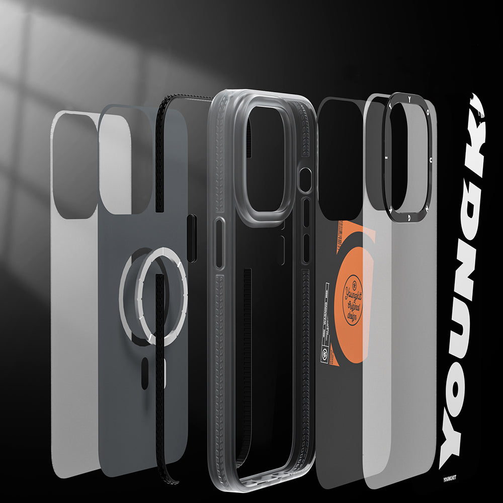 iPhone 14 Pro Kılıf Magsafe Şarj Özellikli Youngkit Binfen Serisi Yazı Temalı Kılıf Pembe