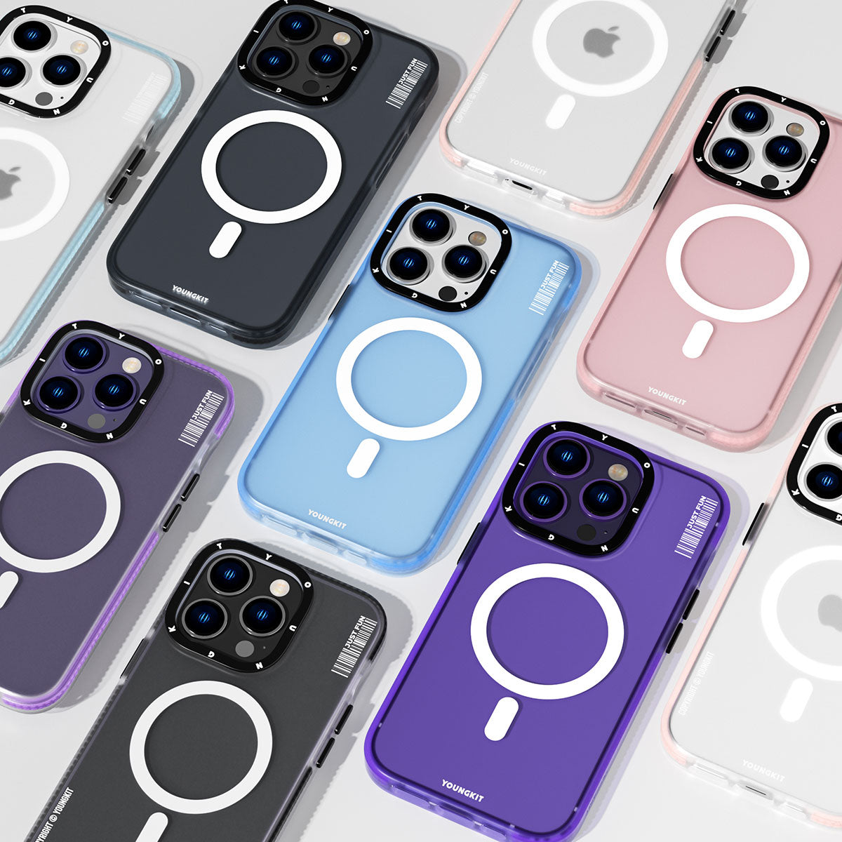 iPhone 14 Pro Kılıf Magsafe Şarj Özellikli Youngkit Colored Sand Serisi Kılıf Pembe