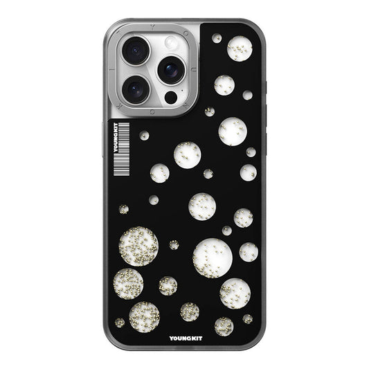 iPhone 14 Pro Kılıf Magsafe Şarj Özellikli Youngkit Quicksand Beads Serisi Kılıf Siyah
