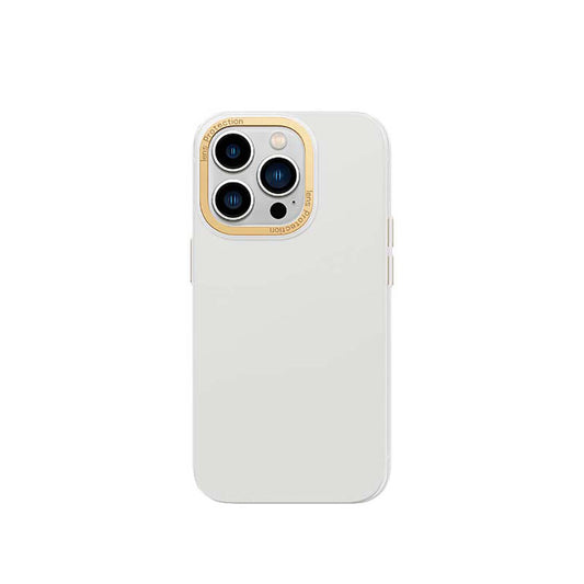 iPhone 14 Pro Kılıf Metal Kamera Çerçeveli Recci Glaze Serisi Kılıf Beyaz