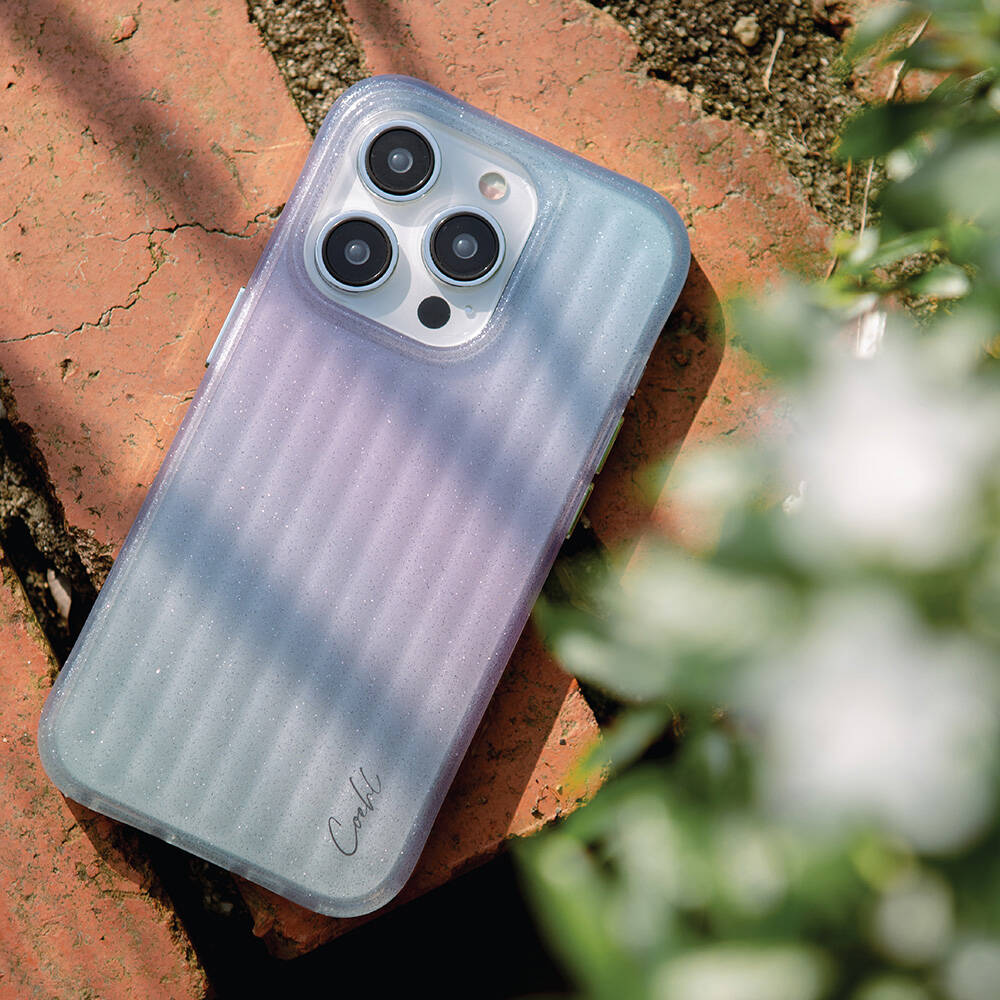 iPhone 14 Pro Kılıf Parlayan Arka Yüzey Coehl Linear Kılıf Mor