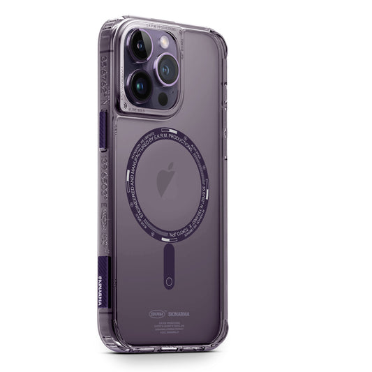 iPhone 14 Pro Kılıf SkinArma Şeffaf Airbag Tasarımlı Magsafe Şarj Özellikli Saido Kılıf Mor