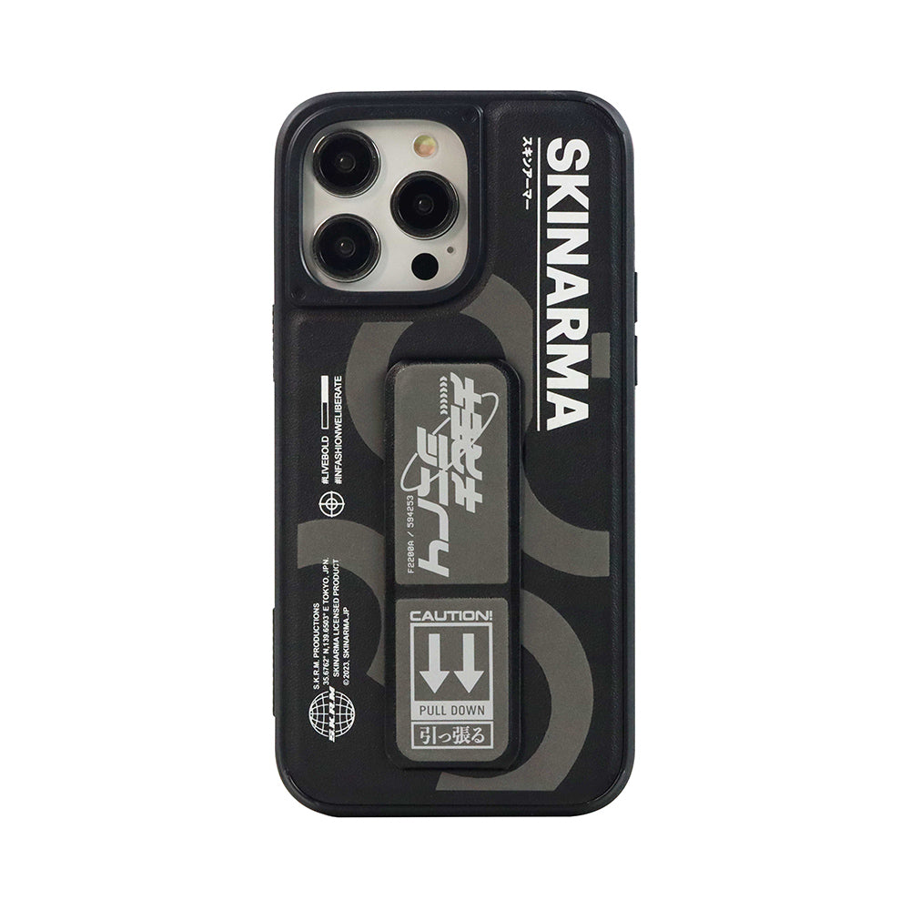 iPhone 14 Pro Kılıf SkinArma Standlı Deri Görünümlü Bango Kılıf Gri