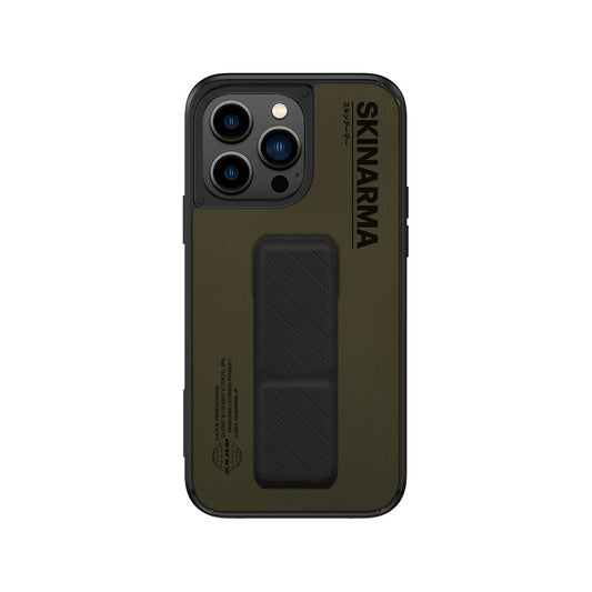 iPhone 14 Pro Kılıf SkinArma Standlı Deri Görünümlü Gyo Kılıf Olive