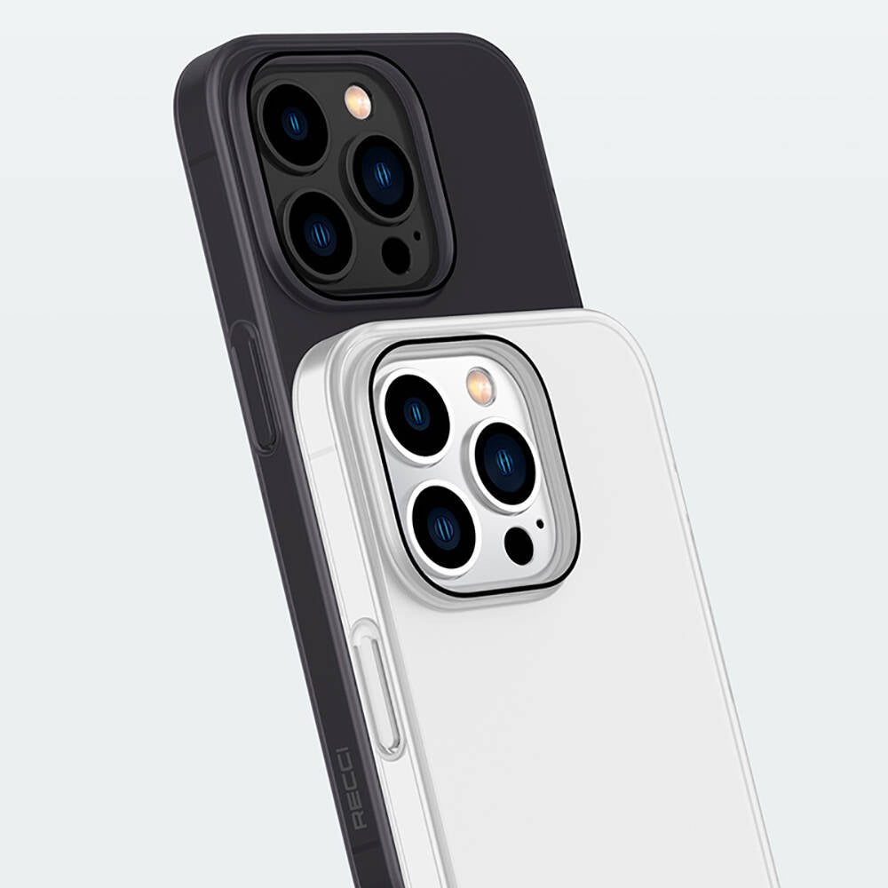 iPhone 14 Pro Kılıf Ultra İnce Mat PC Arka Yüzey Recci Elite Serisi Kılıf Gri