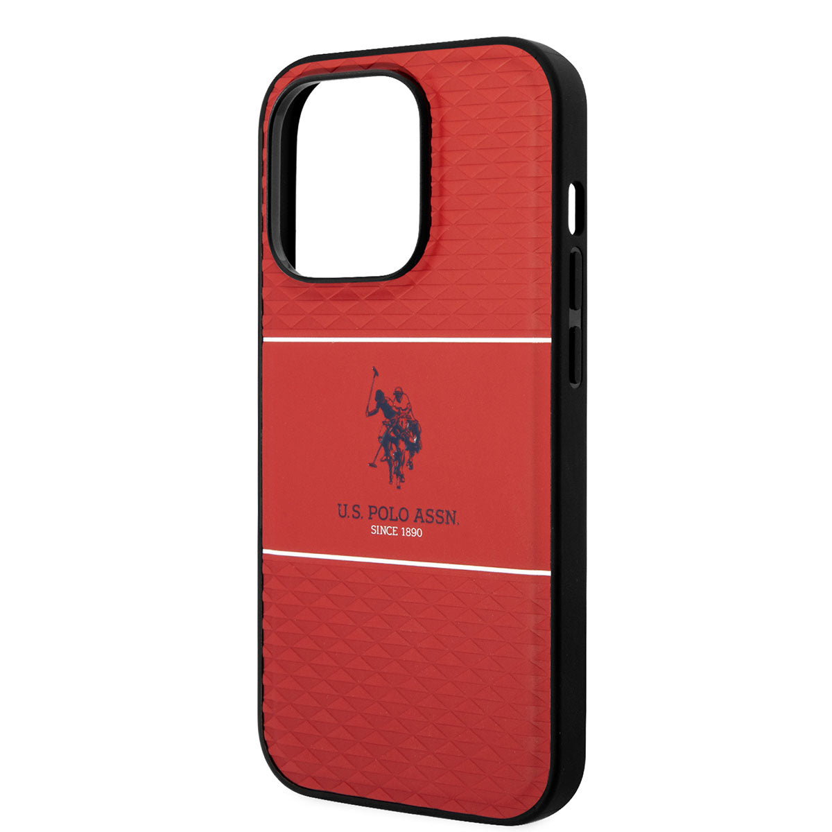 iPhone 14 Pro Kılıf U.S. POLO ASSN. Deri Şeritli Logo Dizayn Kılıf Kırmızı