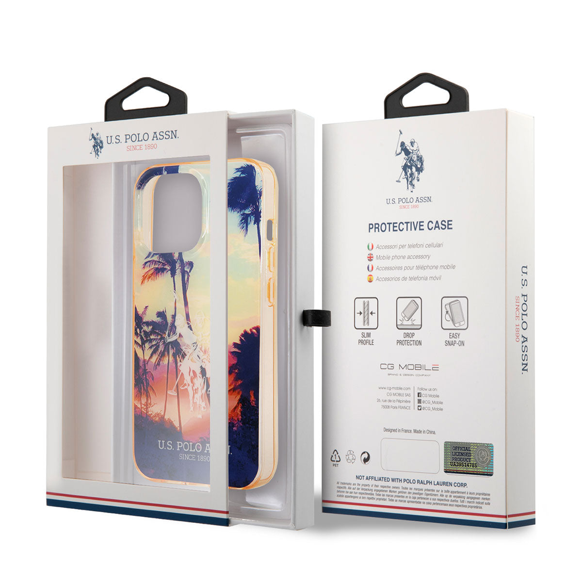 iPhone 14 Pro Kılıf U.S. POLO ASSN. Renkli Ağaç Baskılı Dizayn Kılıf Kırmızı