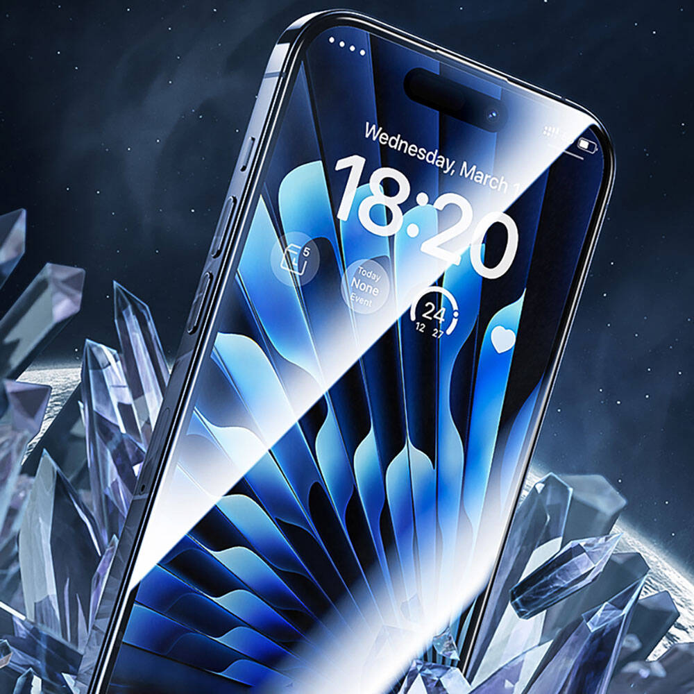 iPhone 14 Pro Max Benks Glass Warrior Safir Coating Ekran Koruyucu + Kolay Uygulama Aparatlı Siyah