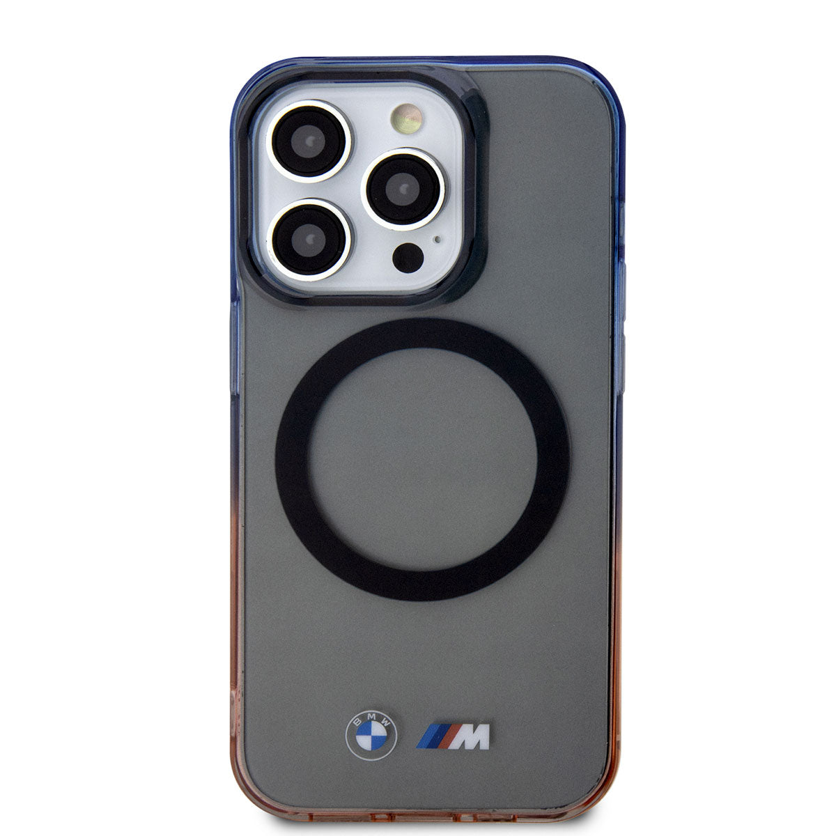iPhone 14 Pro Max Kılıf BMW Magsafe Şarj Özellikli Transparan Renk Geçişli Dizayn Kılıf Gri