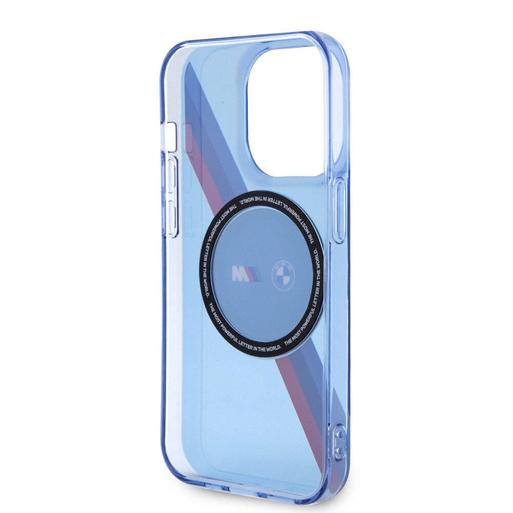iPhone 14 Pro Max Kılıf BMW Magsafe Şarj Özellikli Transparan Tricolor Stripes Orjinal Lisanslı Kılıf Mavi