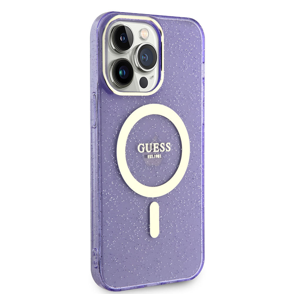 Apple iPhone 14 Pro Max Kılıf GUESS M-safe Şarj Özellikli Glitter Kapak