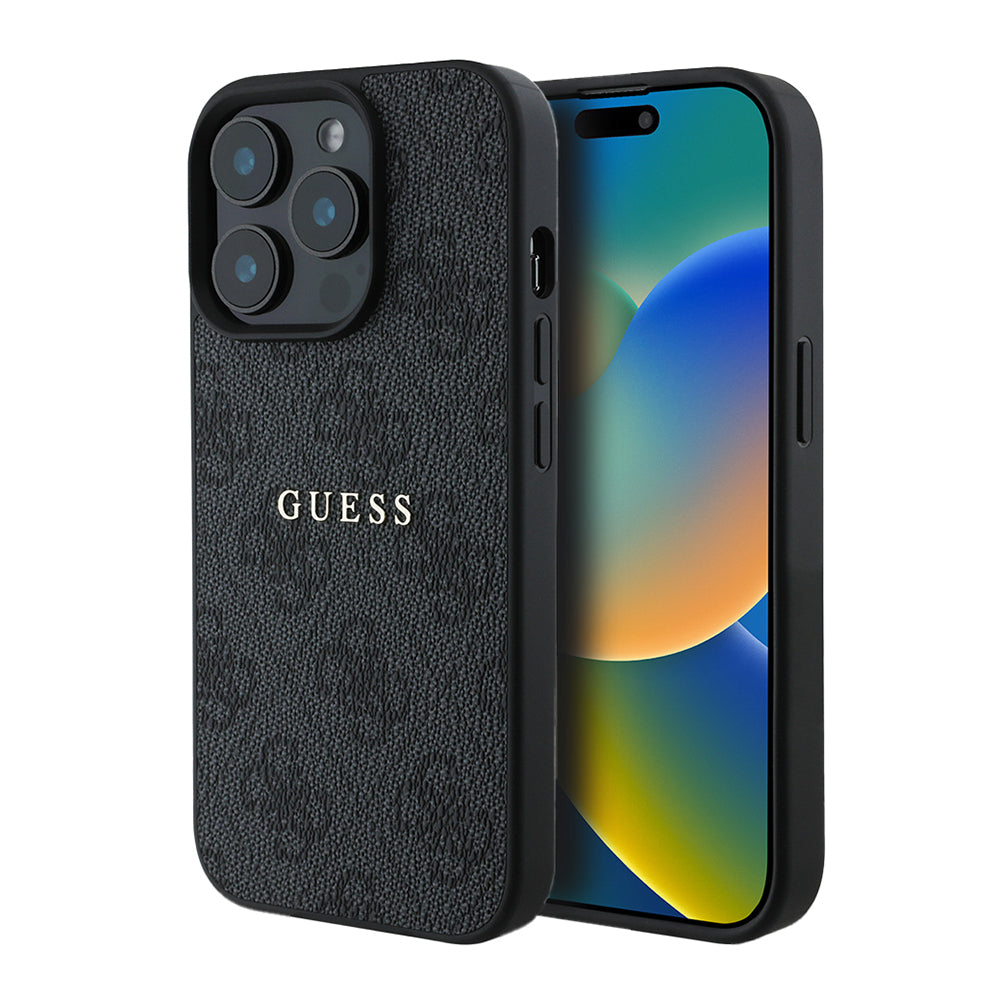 Apple iPhone 14 Pro Max Kılıf Guess Orjinal Lisanslı M-safe Şarj Özellikli 4G Desen Yazı Logolu Kapak