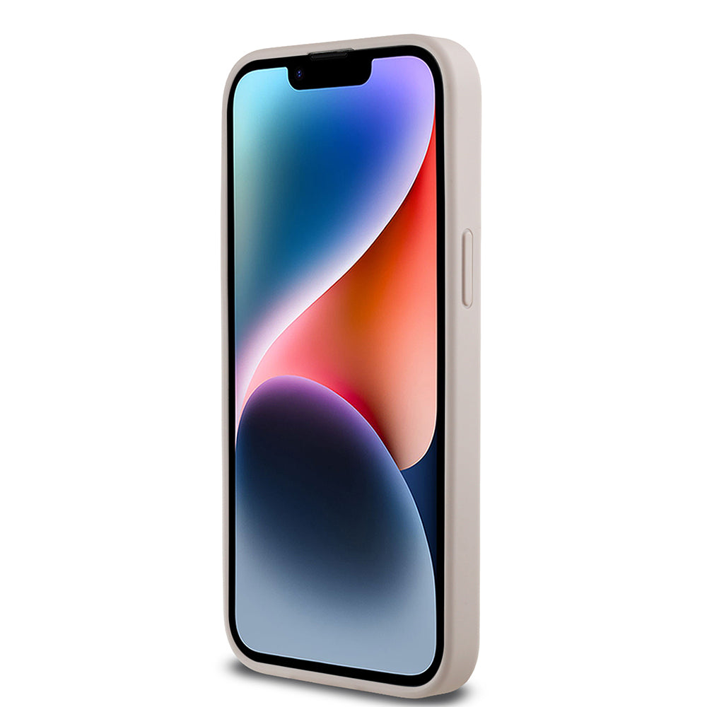 Apple iPhone 14 Pro Max Kılıf Guess Orjinal Lisanslı M-safe Şarj Özellikli Yazı Logolu Circle Classic Kapak Pembe