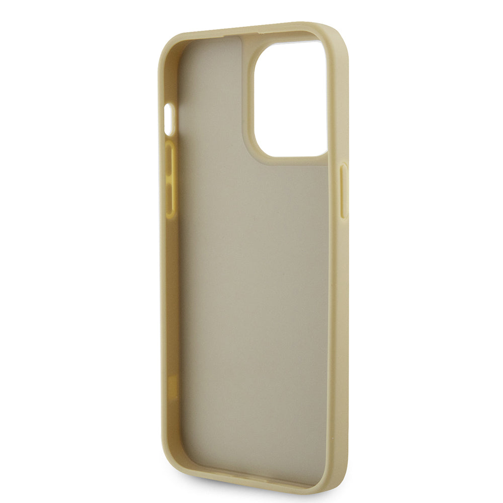 Apple iPhone 14 Pro Max Kılıf Guess Orjinal Lisanslı Taşlı Arka Yüzey Üçgen Logolu Kapak Pembe