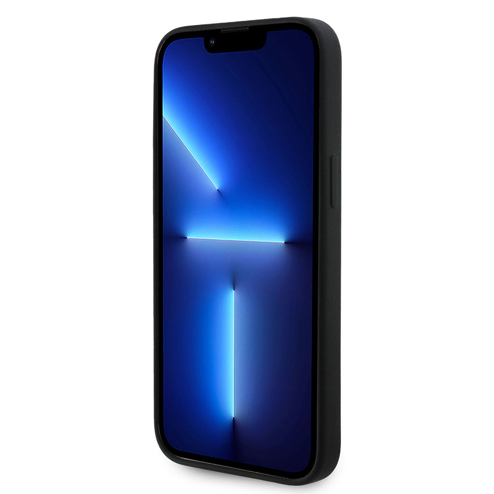Apple iPhone 14 Pro Max Kılıf Guess Orjinal Lisanslı Yazı ve Taşlı 4G Logolu Silikon Kapak Siyah