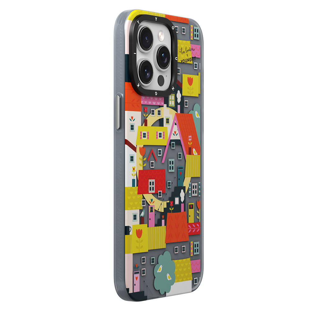 iPhone 14 Pro Max Kılıf Magsafe Şarj Özellikli Bee Brown Tasarımlı Youngkit Colorful Life Serisi Kılıf Turkuaz