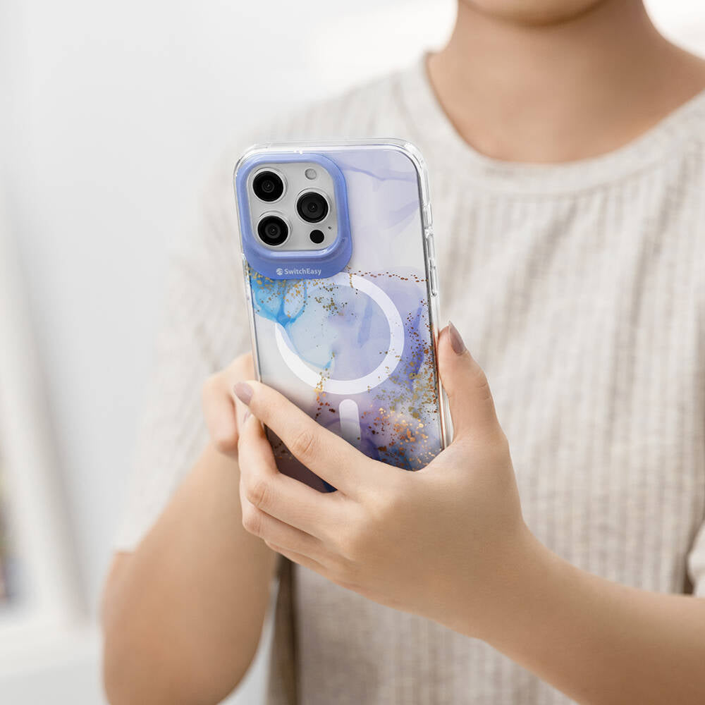 iPhone 14 Pro Max Kılıf Magsafe Şarj Özellikli Çift IMD Baskılı Lisanslı Switcheasy Artist-M Veil Kılıf Mor