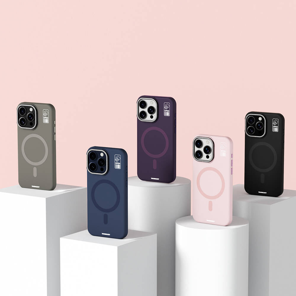 iPhone 14 Pro Max Kılıf Magsafe Şarj Özellikli Kamera Standlı Youngkit Bitty Cream Kılıf Siyah