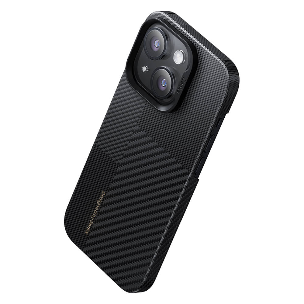 iPhone 14 Pro Max Kılıf Magsafe Şarj Özellikli Karbon Fiber Benks Montage ArmorAir Kevlar Kılıf Siyah