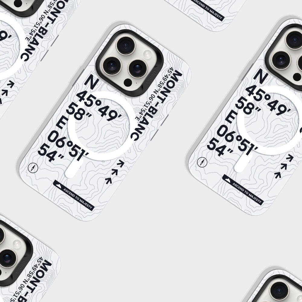 iPhone 14 Pro Max Kılıf Magsafe Şarj Özellikli Koordinat Yazı Desenli Benks Summit Serisi Kılıf Beyaz