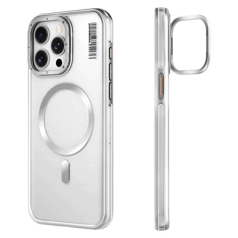 iPhone 14 Pro Max Kılıf Magsafe Şarj Özellikli Sararma Önleyici Youngkit Crystal Grid Kılıf Siyah