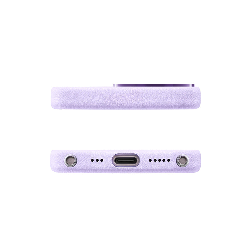 Apple iPhone 14 Pro Max Kılıf M-safe Şarj Özellikli Standlı Suni Deri Tasarımlı Pynana Dancing Circle Serisi Kapak Lila