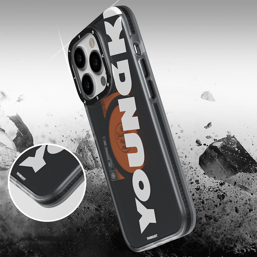 iPhone 14 Pro Max Kılıf Magsafe Şarj Özellikli Youngkit Binfen Serisi Yazı Temalı Kılıf Siyah