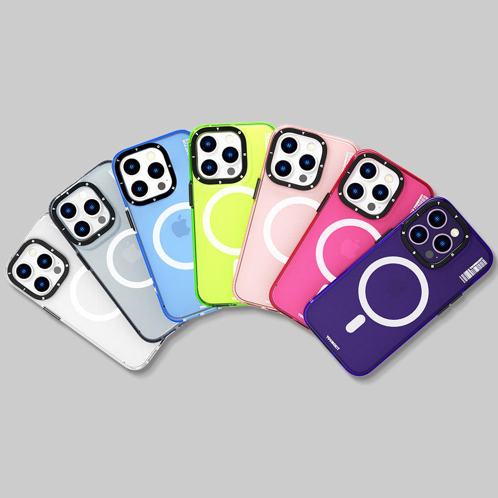 iPhone 14 Pro Max Kılıf Magsafe Şarj Özellikli YoungKit Crystal Color Serisi Kılıf Mor