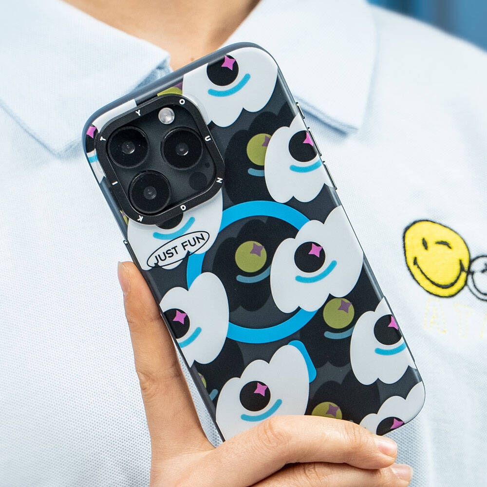 iPhone 14 Pro Max Kılıf Magsafe Şarj Özellikli Youngkit Happy View Serisi Kılıf Mavi