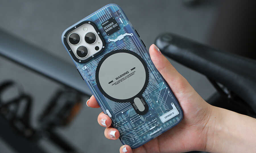 iPhone 14 Pro Max Kılıf Magsafe Şarj Özellikli YoungKit Technology Serisi Kılıf Mavi