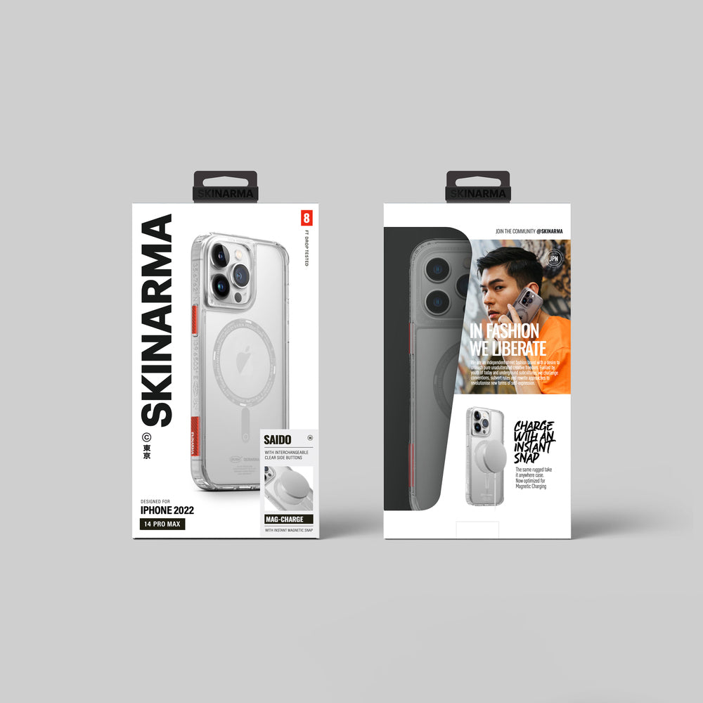 iPhone 14 Pro Max Kılıf SkinArma Şeffaf Airbag Tasarımlı Magsafe Şarj Özellikli Saido Kılıf Renksiz